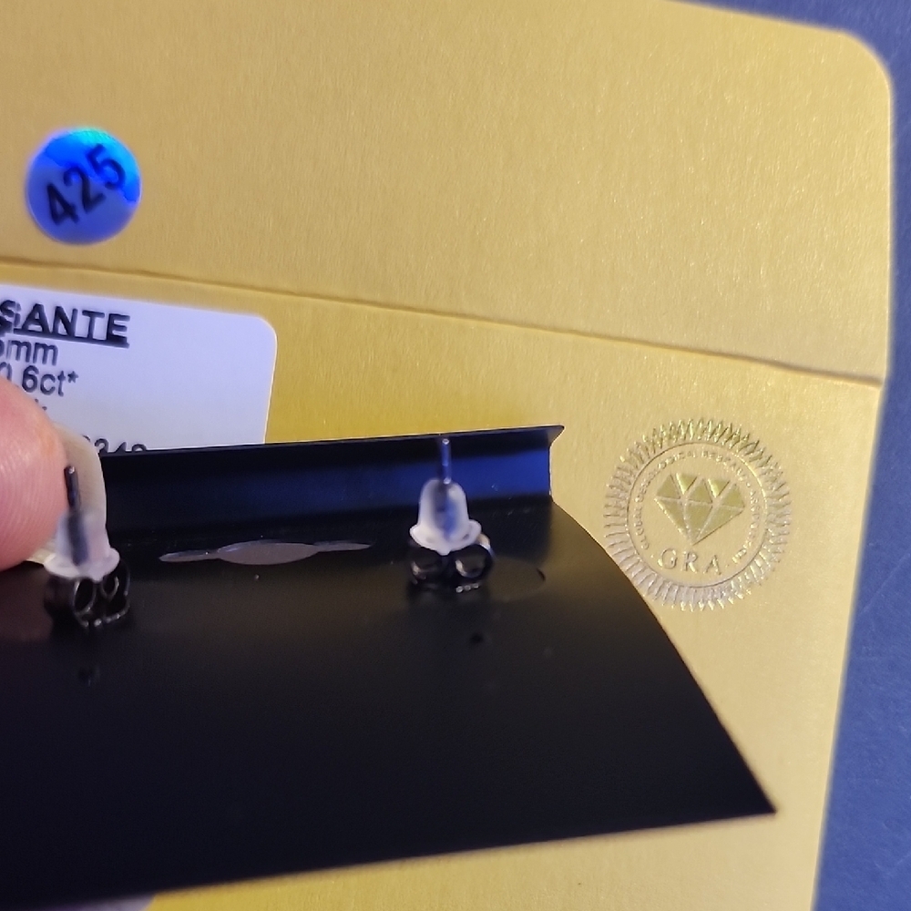 Moissante Black Stud Earrings #1 - Picture 2 of 3